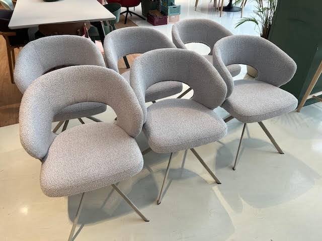6x stoelen - Beige met beige draaipoot, Ophalen, Gebruikt, Overige kleuren, Metaal