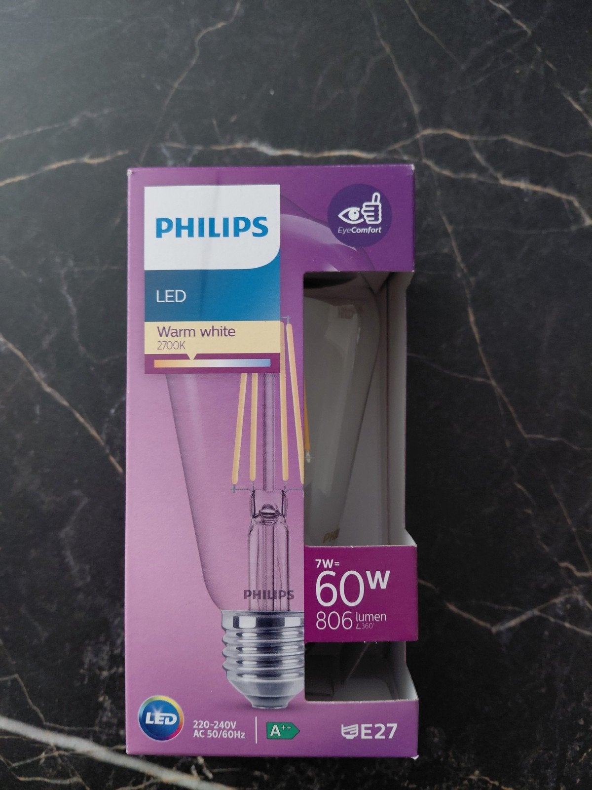 Philips LED Warm Wit E27 Lamp - 7W (60W equivalent), Philips, Led-lamp, 60 watt of meer, Nieuw