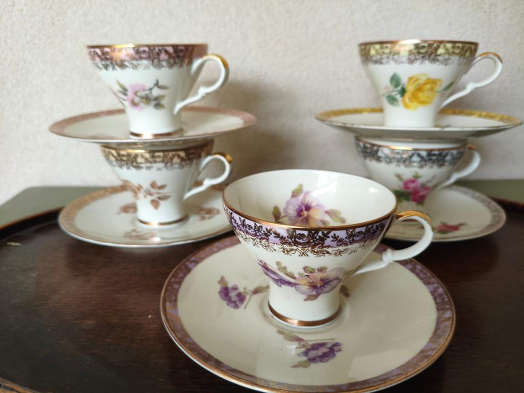 5 brocante kop en schotels., Ophalen of Verzenden
