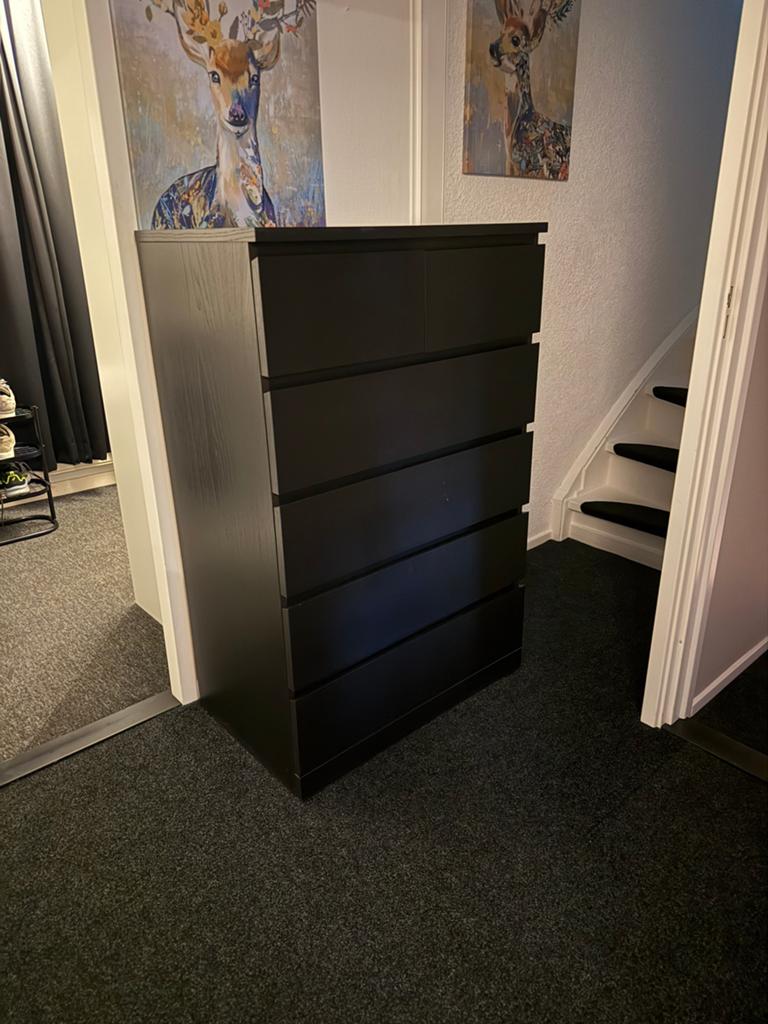 MALM Ladekast IKEA zwart, Huis en Inrichting, Kasten | Ladekasten, Ophalen, Gebruikt, 5 laden of meer, 100 tot 150 cm