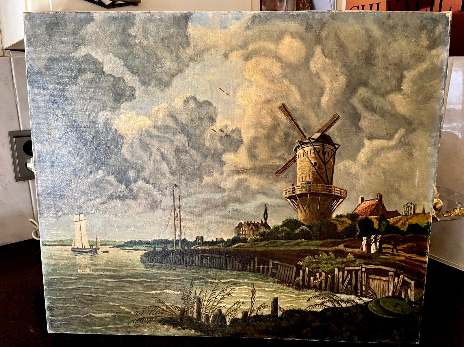 Antiek olieverf landschap schilderij, Ophalen