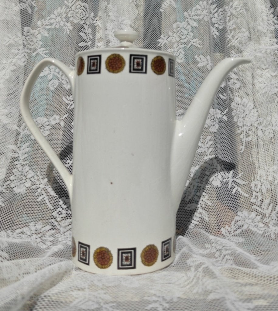 Retro koffiekan / design rand rondjes + vierkanten Engeland, Ophalen of Verzenden