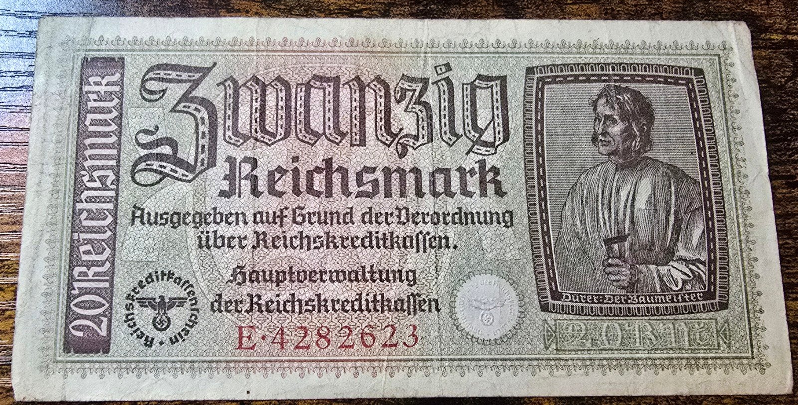 Zeldzaam 20 Reichsmark biljet uit Duitsland, Postzegels en Munten, Ophalen of Verzenden
