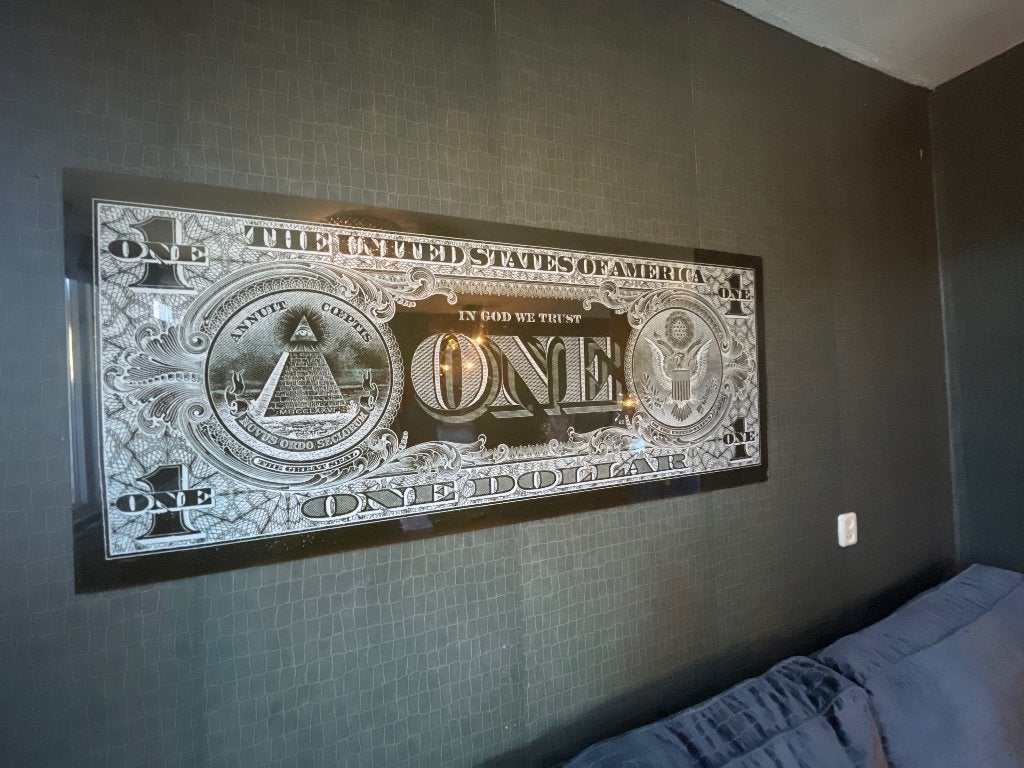 Dollar bill muur versiering, Ophalen, Glas, Aquarel, Film
