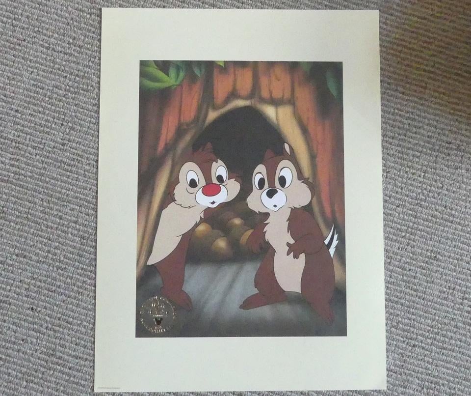 Walt Disney litho print Knabbel en Babbel 1995, Ophalen of Verzenden, Overige figuren, Gebruikt, Plaatje of Poster
