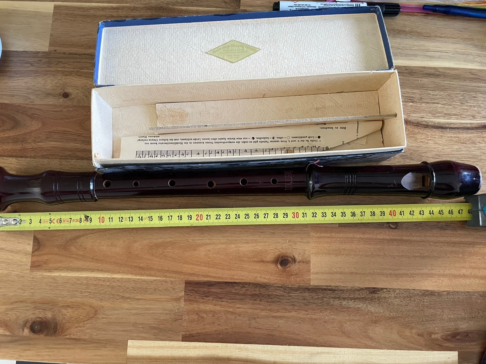Vintage Heinrich houten Blokfluit - Alt - originele doos, Ophalen of Verzenden, Gebruikt, Alt, Met koffer, hoes of etui