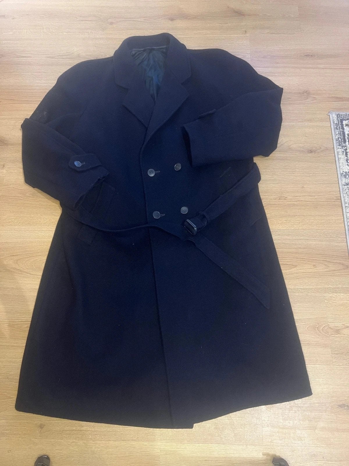 Vintage 100% Wool Trench Coat, Kleding | Heren, Maat 52/54 (L), Blauw, Vintage Dressing, Ophalen of Verzenden