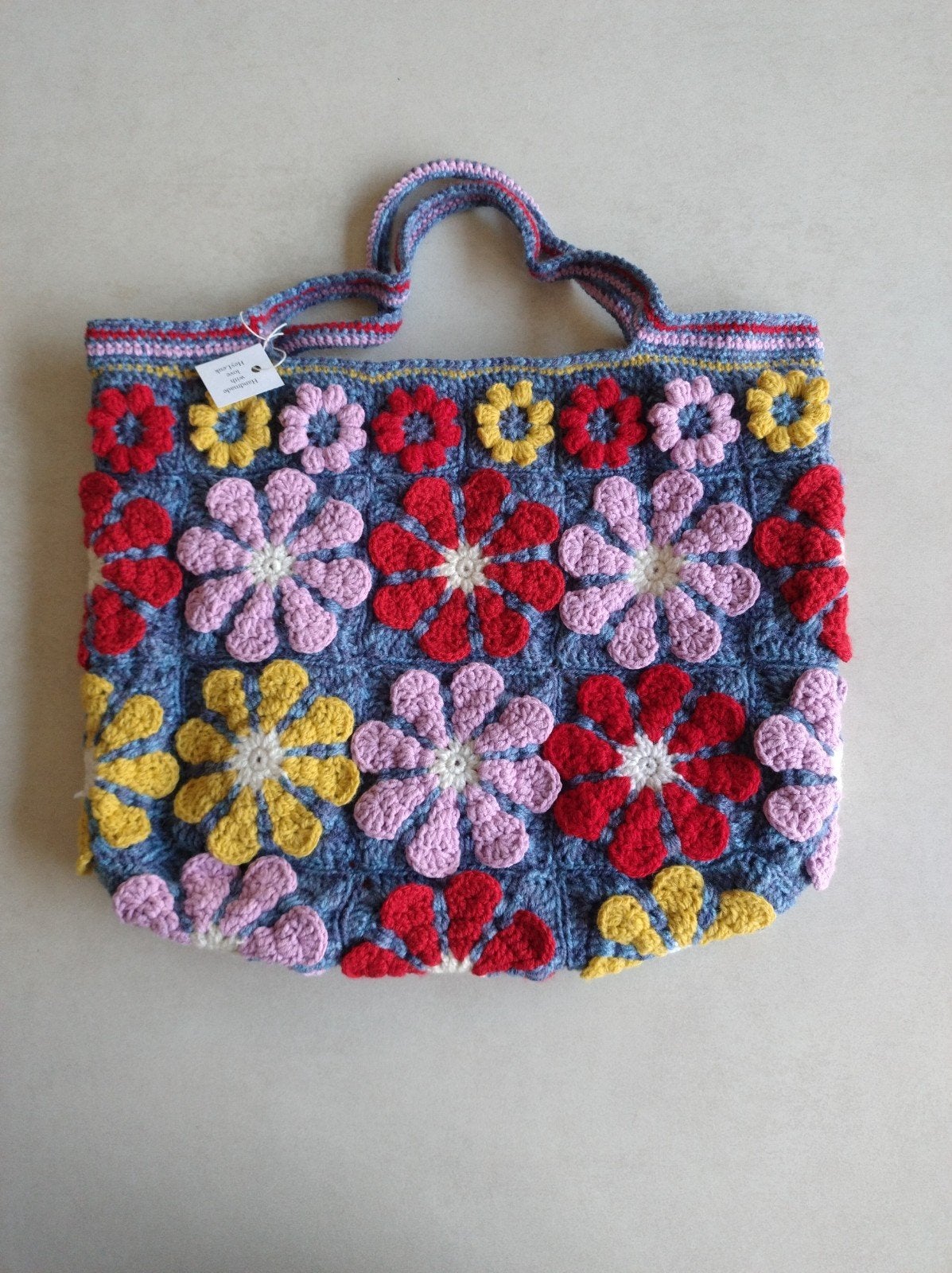 Grote schoudertas gehaakt granny squares kleurrijk, Ophalen of Verzenden, Nieuw
