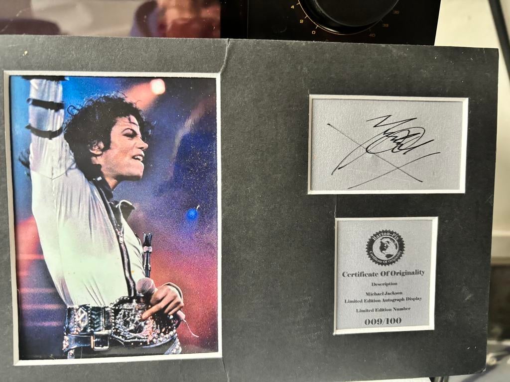 Michael jackson foto gesigneerde oplage 009/100, Ophalen, Zo goed als nieuw, Poster, Artwork of Schilderij