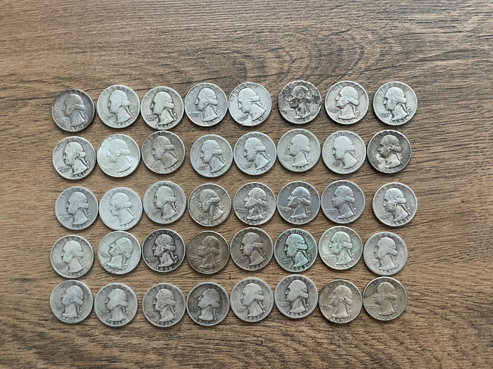 40 zilveren quarters quarter dollar munten, zilver munt USA, Ophalen of Verzenden, Zilver