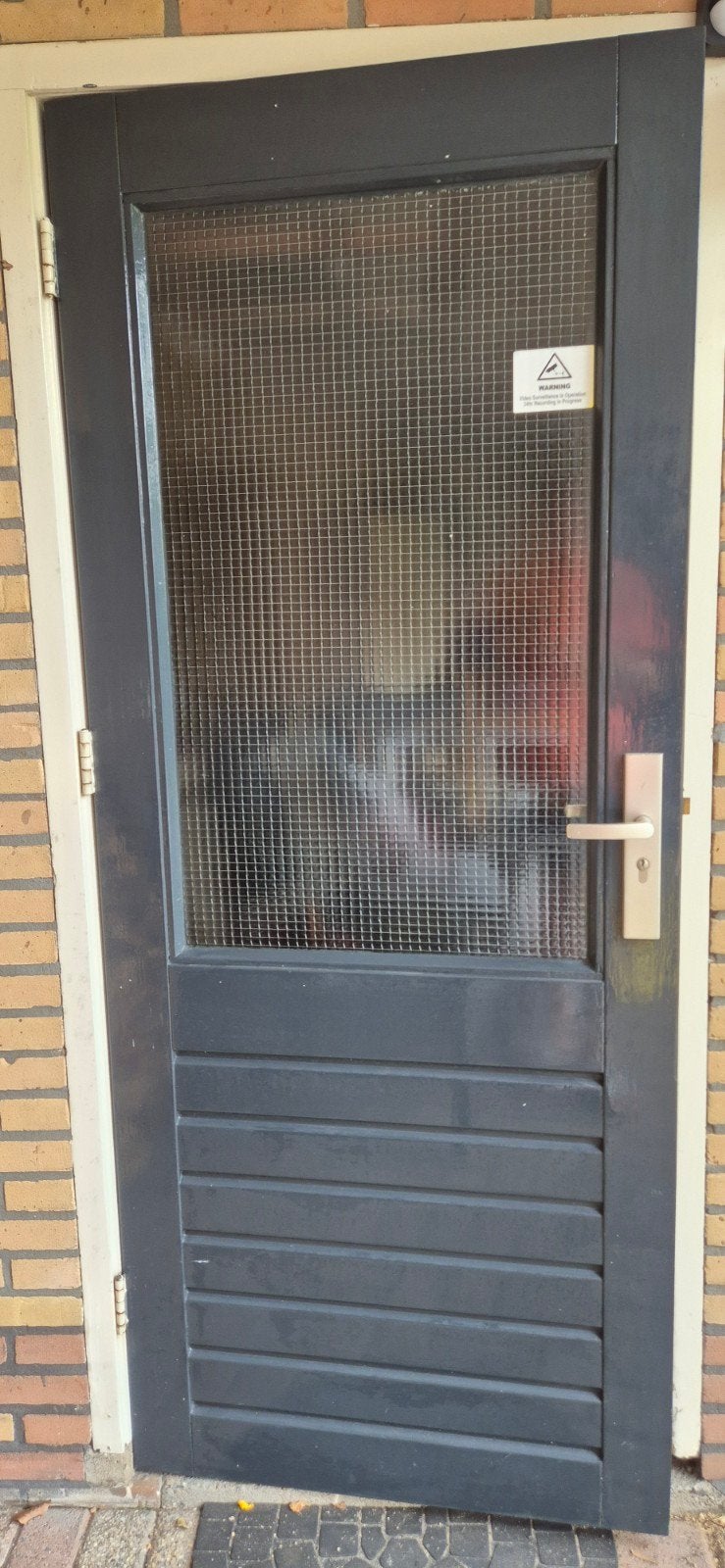 Schuurdeur met draadglas, Ophalen, Gebruikt, Buitendeur, 200 tot 215 cm