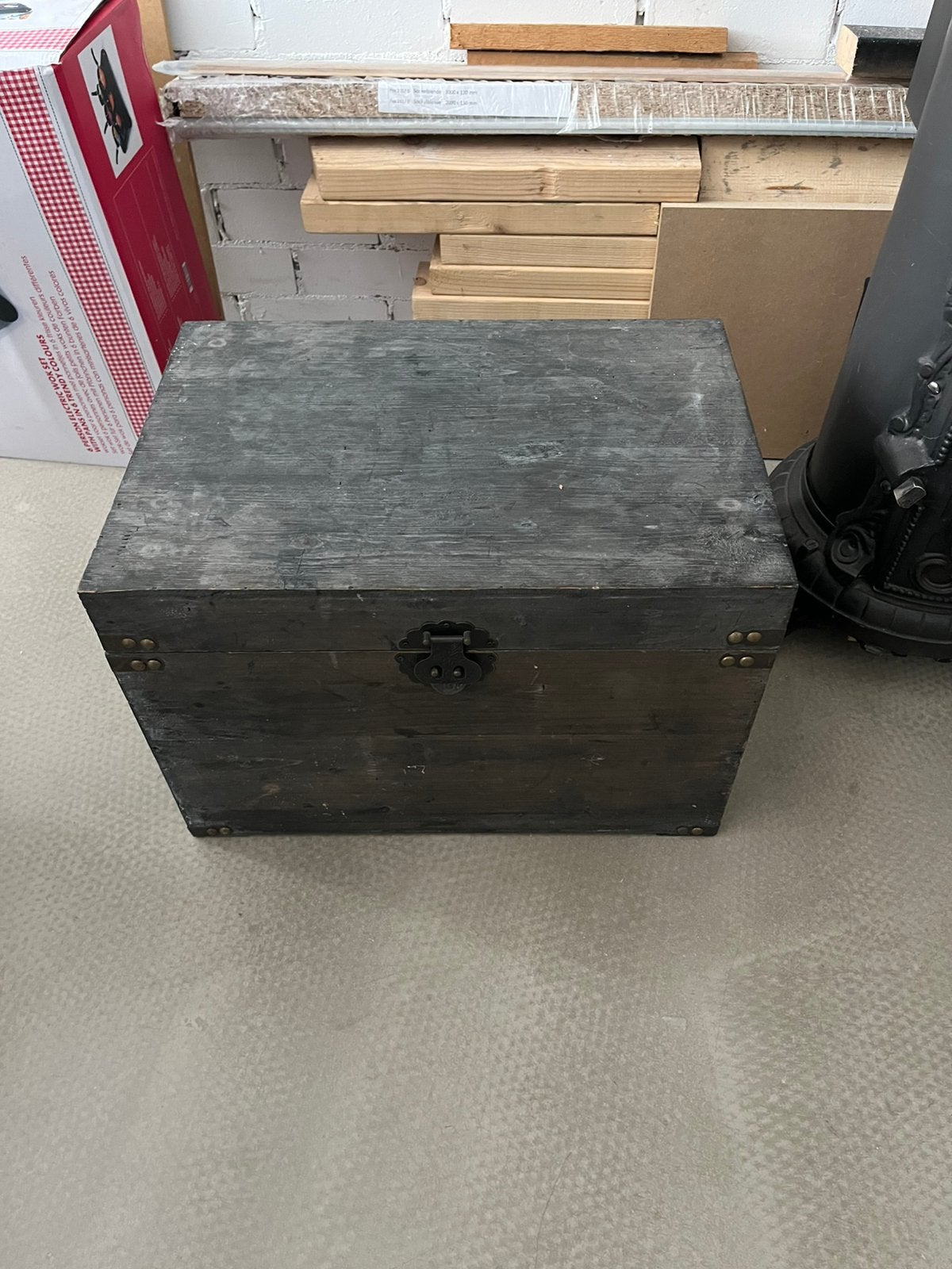 Houten kist vintage brocant, Ophalen, Zo goed als nieuw, 50 tot 100 cm, Minder dan 50 cm