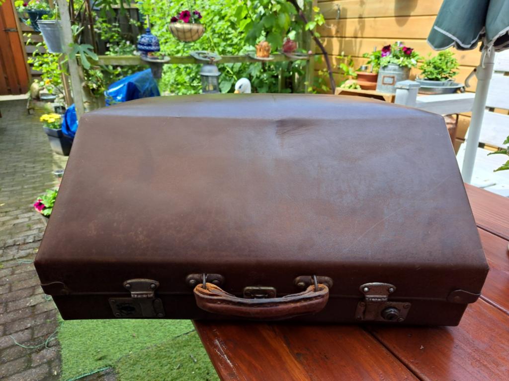 Vintage Roko accordeon koffer - bruin leer, Ophalen, Gebruikt, Overige instrumenten, Flightcase