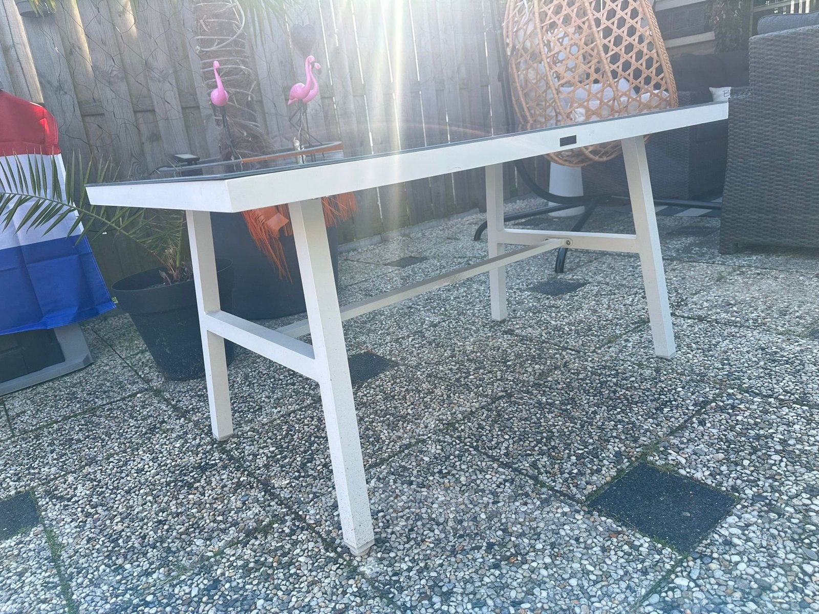 Mooie tuintafel - Zo goed als nieuw, Tuin en Terras, Ophalen, Zo goed als nieuw, Rechthoekig, Metaal