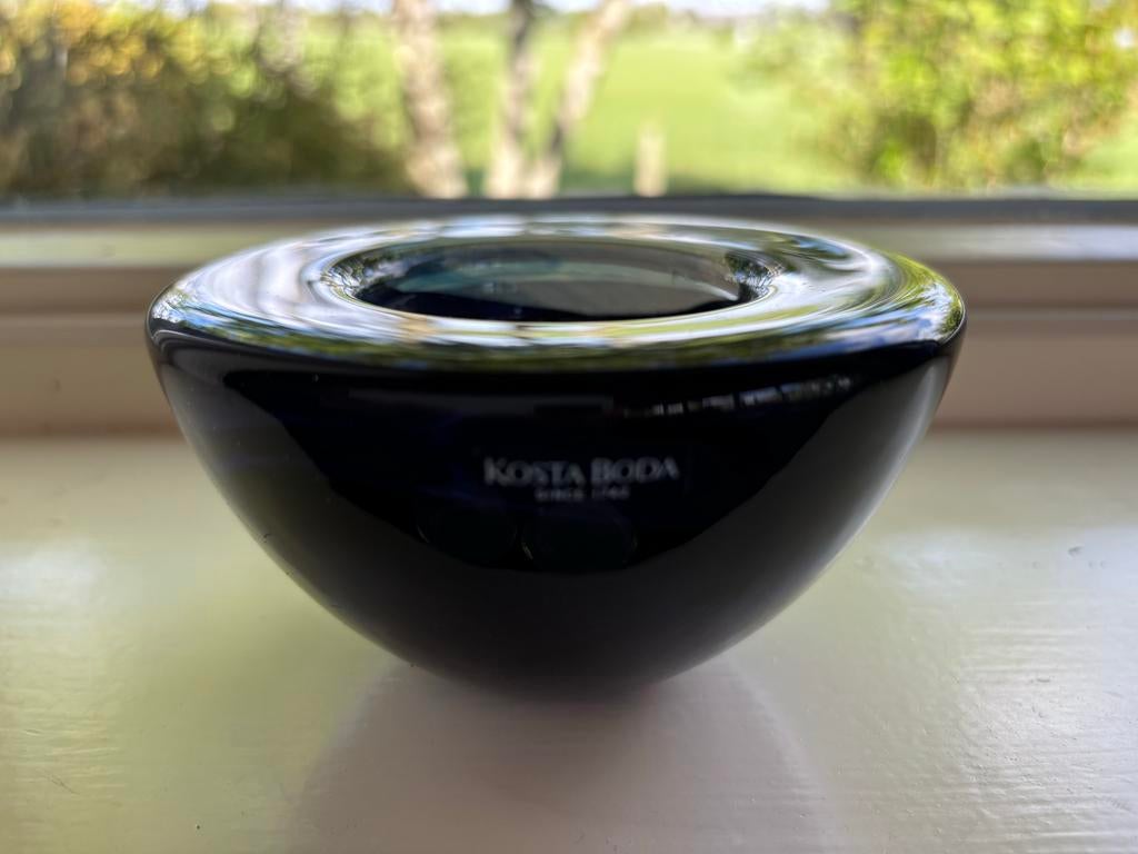 Kosta Boda Atolli waxinelichthouder - Blauw glas, Ophalen of Verzenden