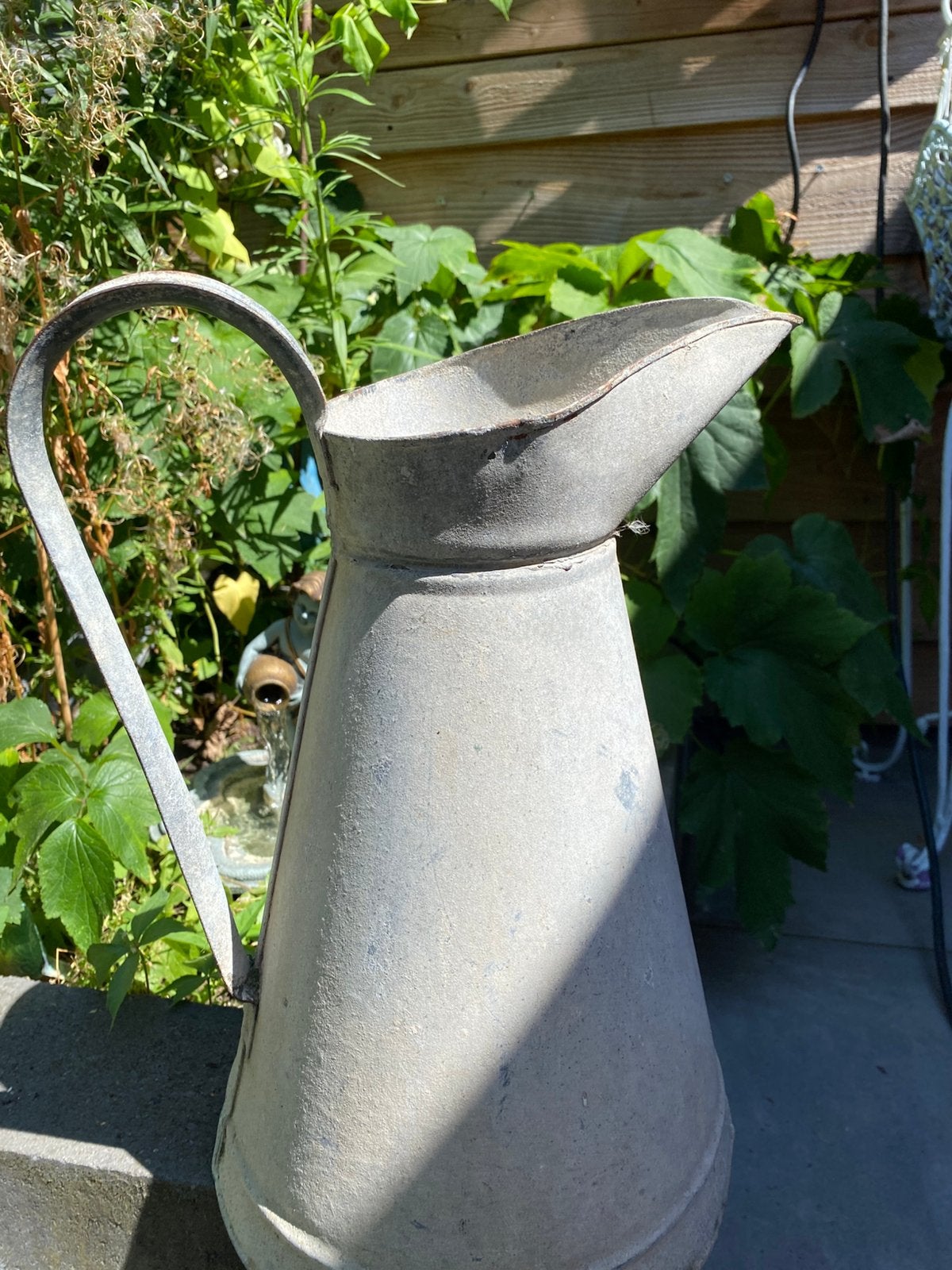 Vintage grijze zinken waterkan lampetkan /Gewijzigd!, Ophalen of Verzenden, Gebruikt