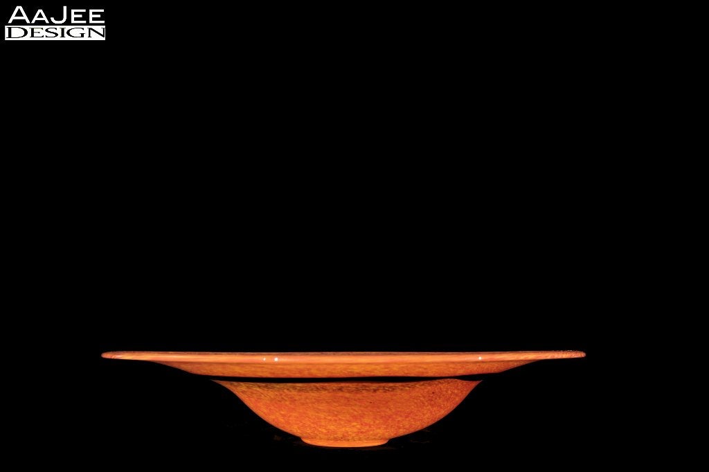 Murano – Ca dei Vetrai  – schaal – Oranje met zwarte band, Schaal, Rond, Ophalen of Verzenden, Glas