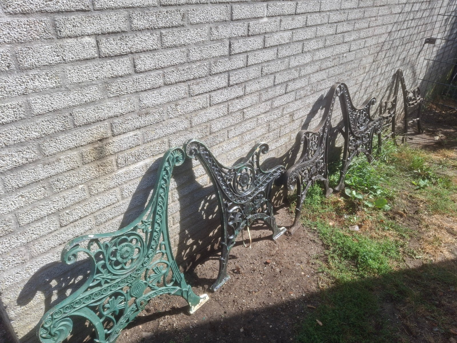 Gietijzeren tuinbank onderdelen - 3 sets, Ophalen, Gebruikt, Onbekend, Onbekend