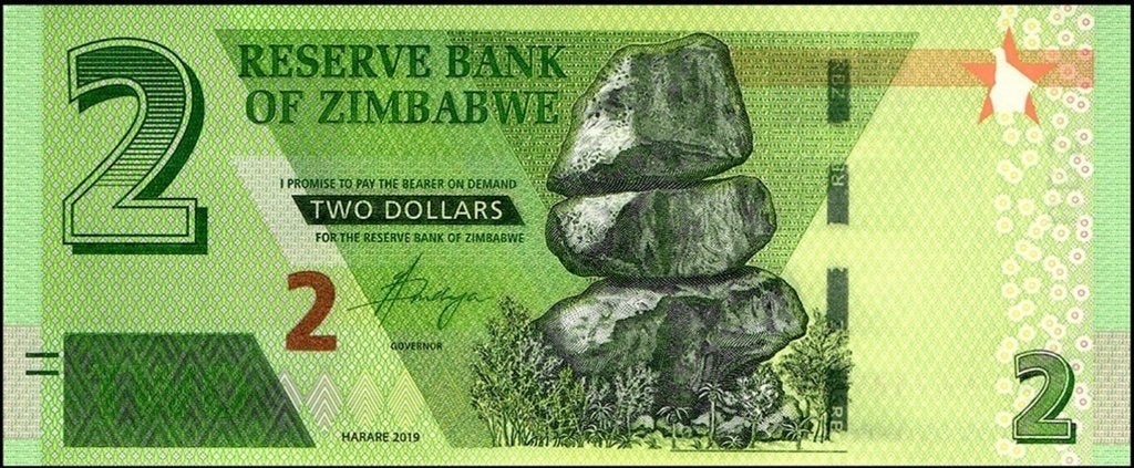 Zimbabwe bankbiljet 2 Dollars 2019, Pick 101 UNC, Ophalen of Verzenden, Zimbabwe, Los biljet
