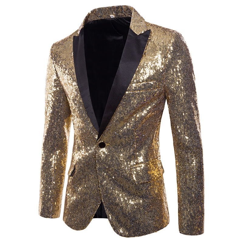 Heren gouden glitter colbert mannen blazer goud paillet, Verzenden, Nieuw, Overige maten, Goud