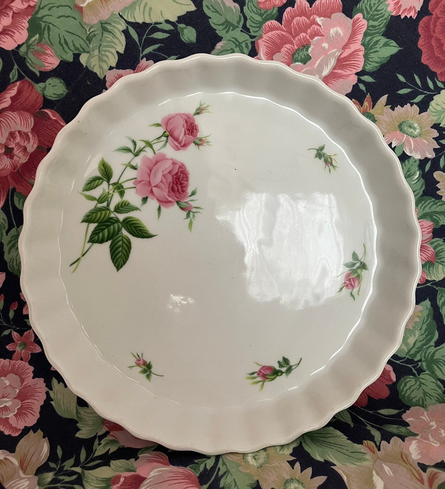 Vintage Christineholm porseleinen schaal taartvorm rozen, Ophalen of Verzenden