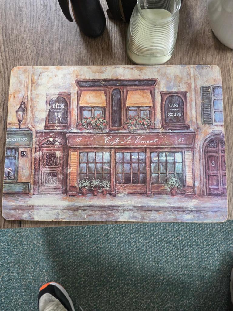 Vintage onderzetter/placemat 'Café St. Vincent', Ophalen of Verzenden