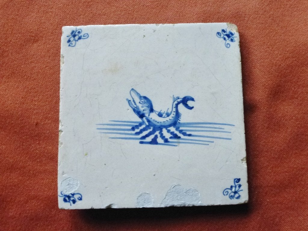Zeer mooie 17e eeuwse ZEEWEZEN tegel met VIS!, Antiek en Kunst, Ophalen of Verzenden