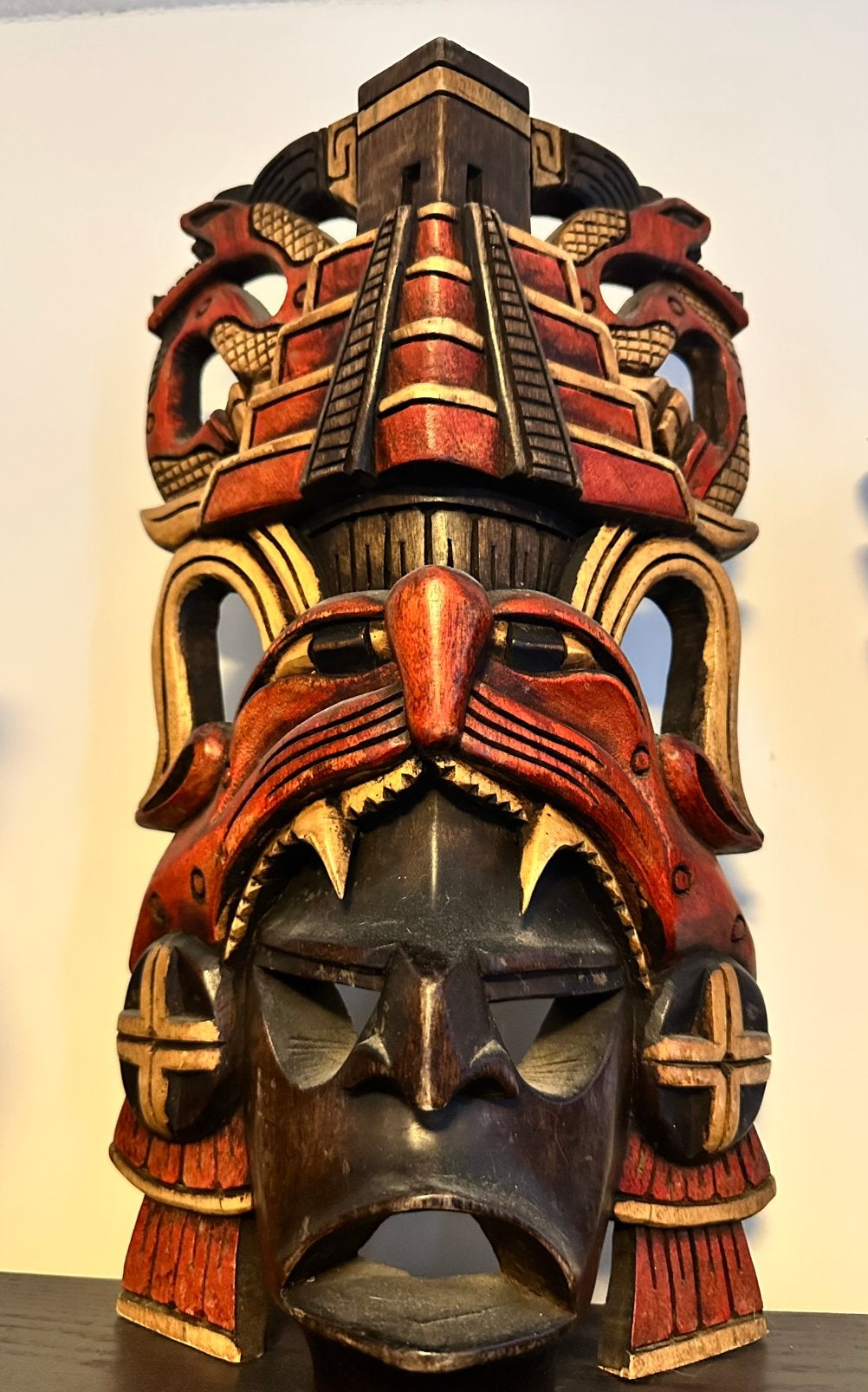 te koop aztecen/maya wand masker, Hout, Mexico, Ophalen of Verzenden, Geschilderd