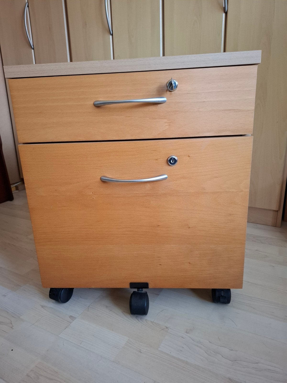 Ladekastje op wielen met 2 laden (57x49,5x49,5 cm), Huis en Inrichting, Ophalen, Minder dan 50 cm, Gebruikt, 1 of 2 laden