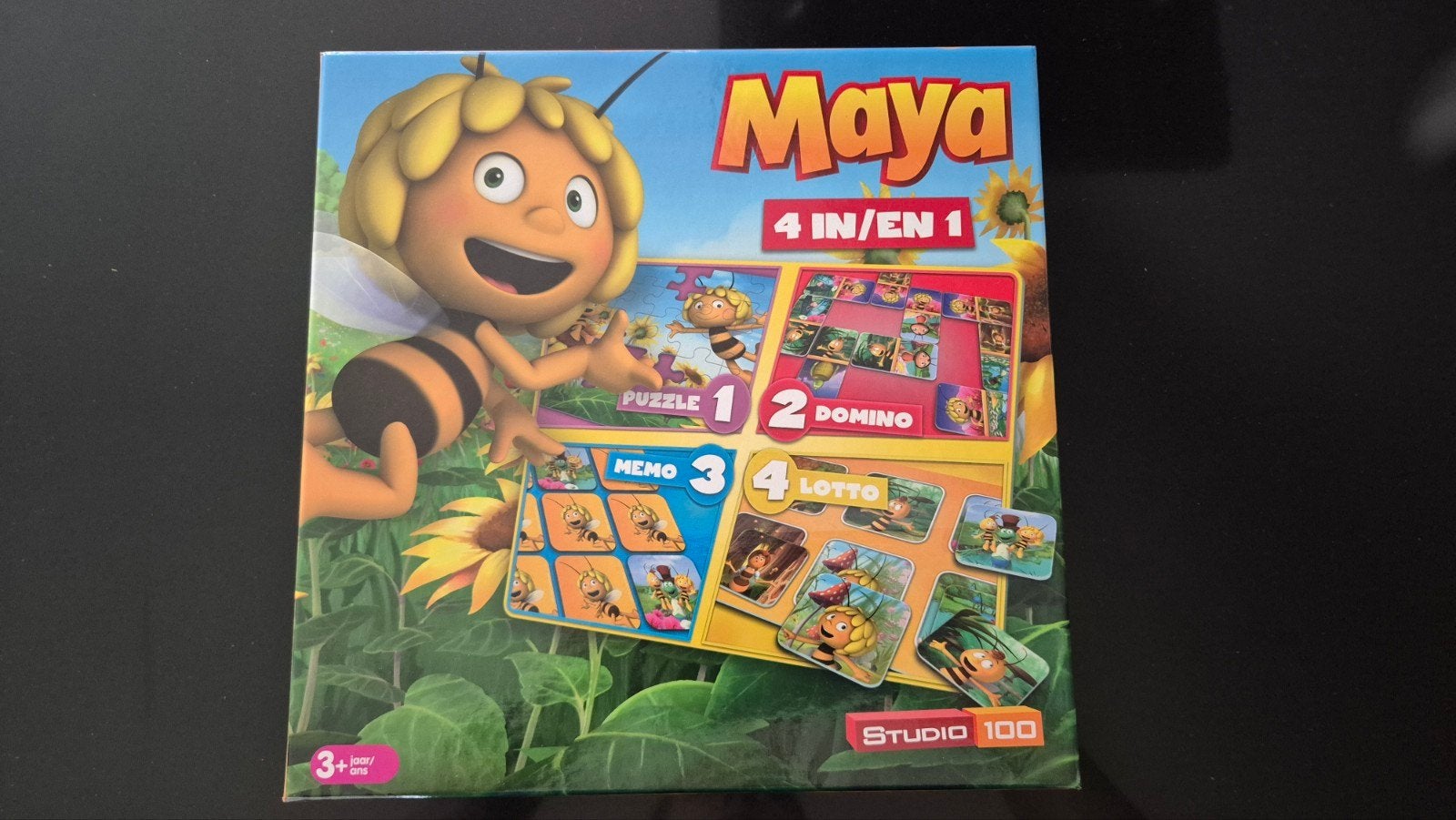 Maya de Bij 4-in-1 Spelpakket: Memo, Puzzle, Domino, Lotto, Ophalen, Meer dan 50 stukjes, Gebruikt, 2 tot 4 jaar