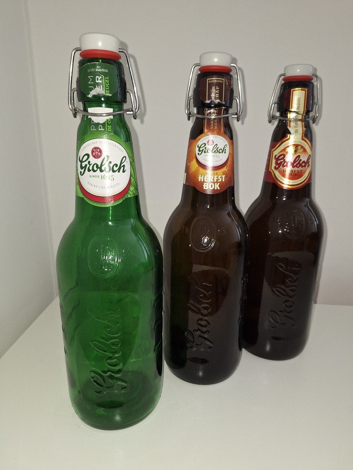 3 lege Grolsch beugelflessen 1,5 ltr, Ophalen of Verzenden, Gebruikt