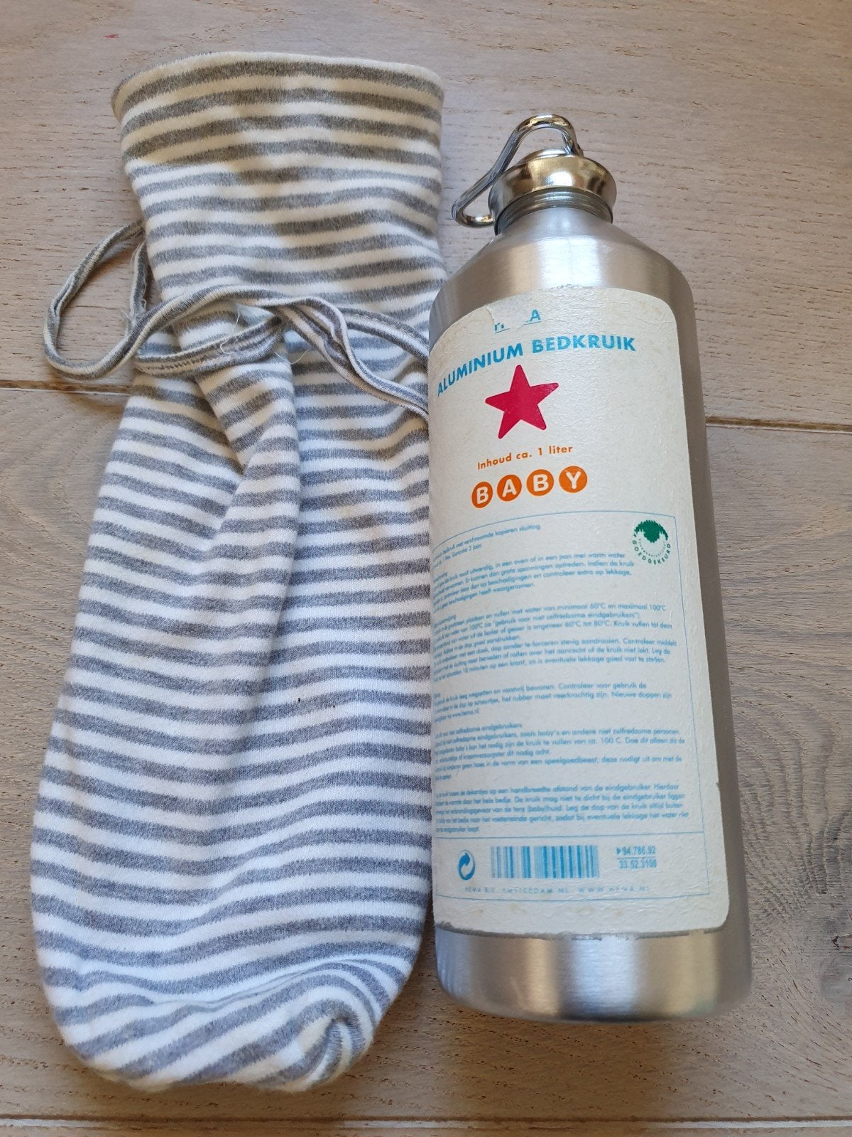 Aluminium baby kruik met HEMA hoes - 1 liter, Ophalen of Verzenden, Gebruikt