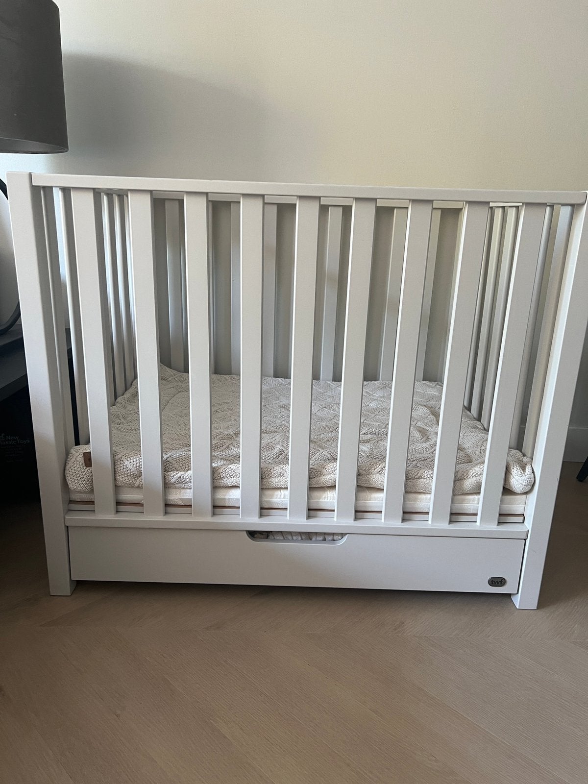 Zeer nette TWF box met lade + matras + boxkleed jollein, Ophalen, Zo goed als nieuw, Lade