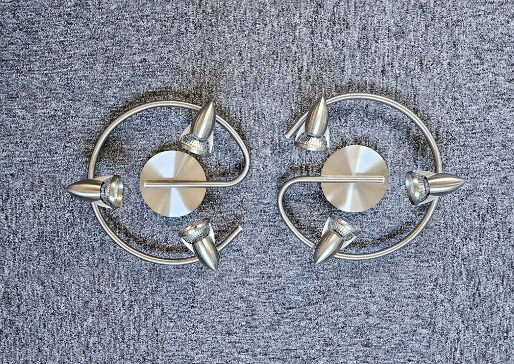 2x Plafondlamp Massive RVS met 3 verstelbare LED spots, Inclusief lichtbron, Overige stijlen, GU10, Ophalen of Verzenden