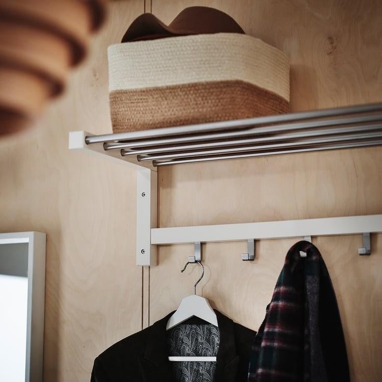 IKEA Kapstok met rek - Zwart/Metaal, Wandkapstok, Gebruikt, Ophalen of Verzenden, Minder dan 100 cm