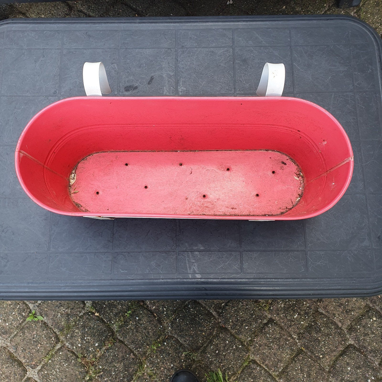 Roze balkon bloembak met haken, Ophalen, Gebruikt, Minder dan 30 cm, Balkon