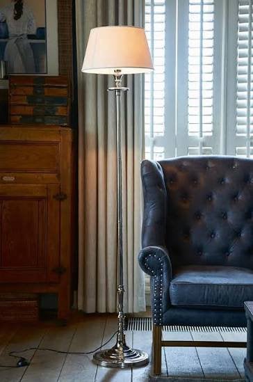 Riviera Maison L'Hotel vloerlamp zilver met linnen kap, Ophalen, E27 (groot), Zo goed als nieuw, Riviera Maison