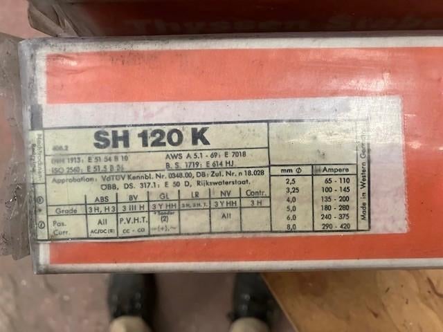 las elektroden, Ophalen, Nieuw, Minder dan 150 ampère, Elektroden