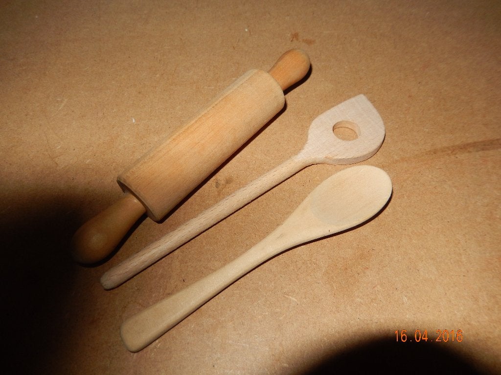 3 houten mini attributen voor de keuken, Ophalen of Verzenden, Zo goed als nieuw