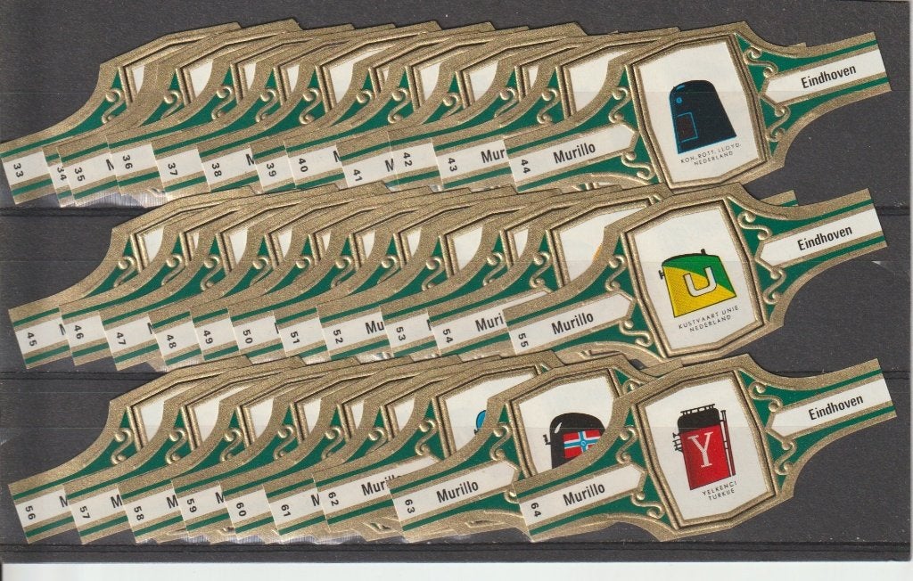 reeks 156  scheeps schoorstenen   33-64     sigarenbanden, Verzamelen, Ophalen of Verzenden, Zo goed als nieuw, Sigarenbandjes
