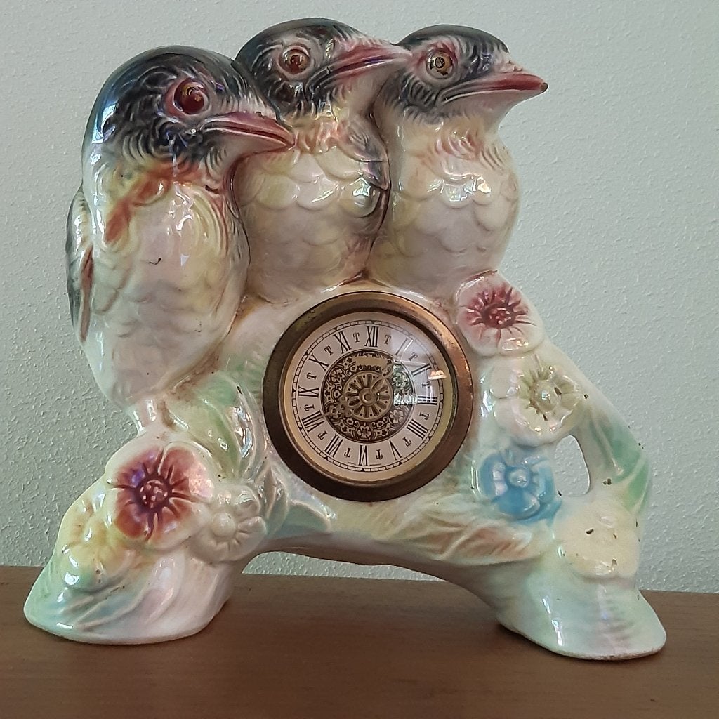 Vintage jaren 50 keramische Jema klok: Three Fledglings., Ophalen of Verzenden
