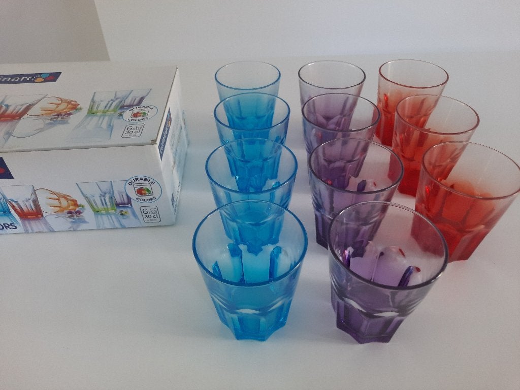 LUMINARC crazy colours glazen 30 cl, Glas of Glazen, Ophalen of Verzenden, Overige stijlen, Glas