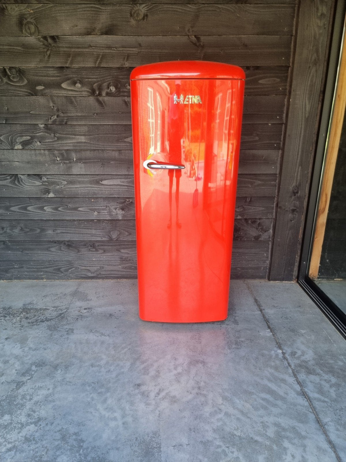 Etna Retro Koelkast Rood - Zo goed als nieuw, Ophalen, Zonder vriesvak, 120 tot 140 cm, 100 tot 150 liter