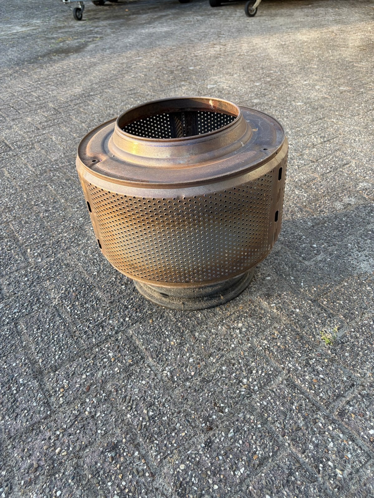 Unieke vuurkorf van wasmachinetrommel met velg, Tuin en Terras, Ophalen, Gebruikt, Vuurkorf