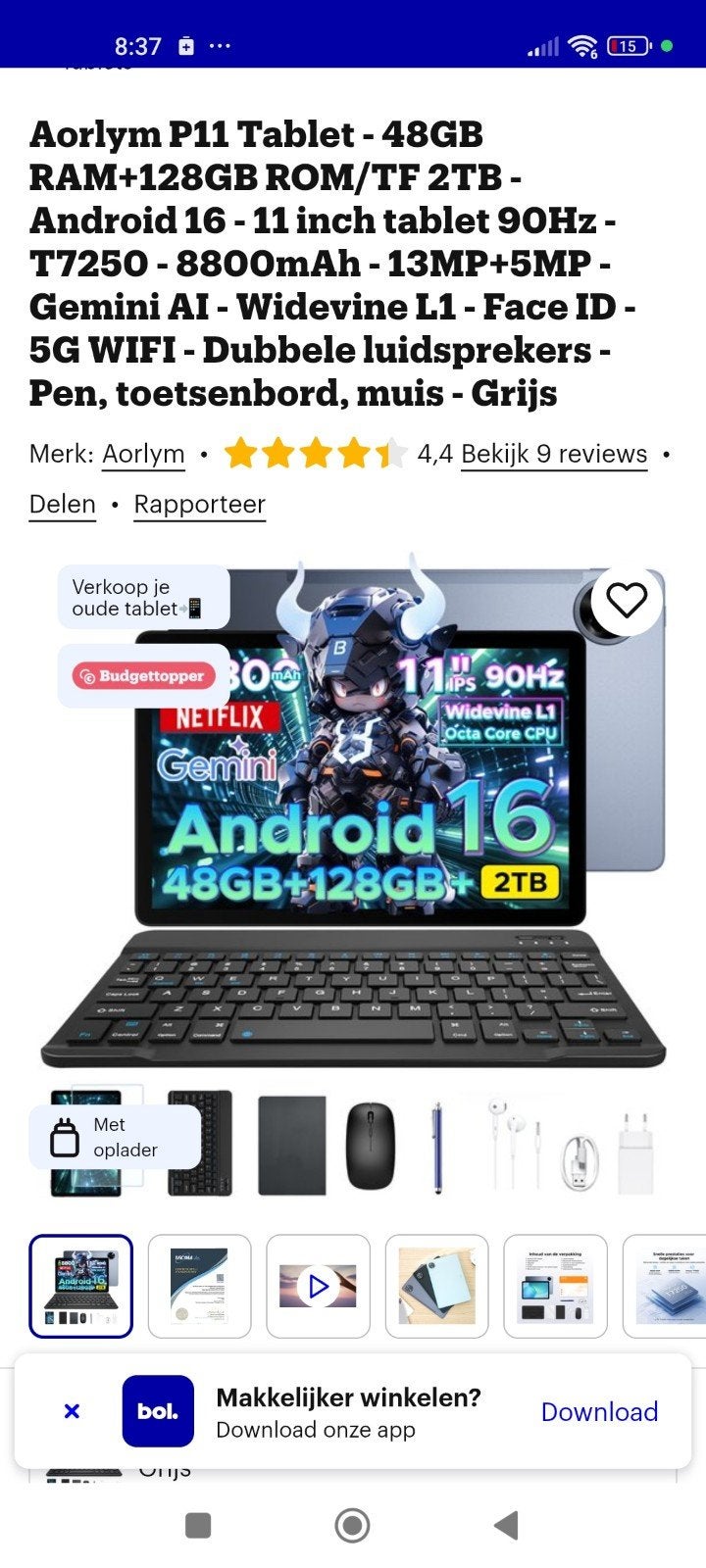 Aorlym P11 Tablet - 48GB RAM, 128GB ROM, 11 inch, Android 16, 11 inch, Nieuw, Ophalen of Verzenden, P11