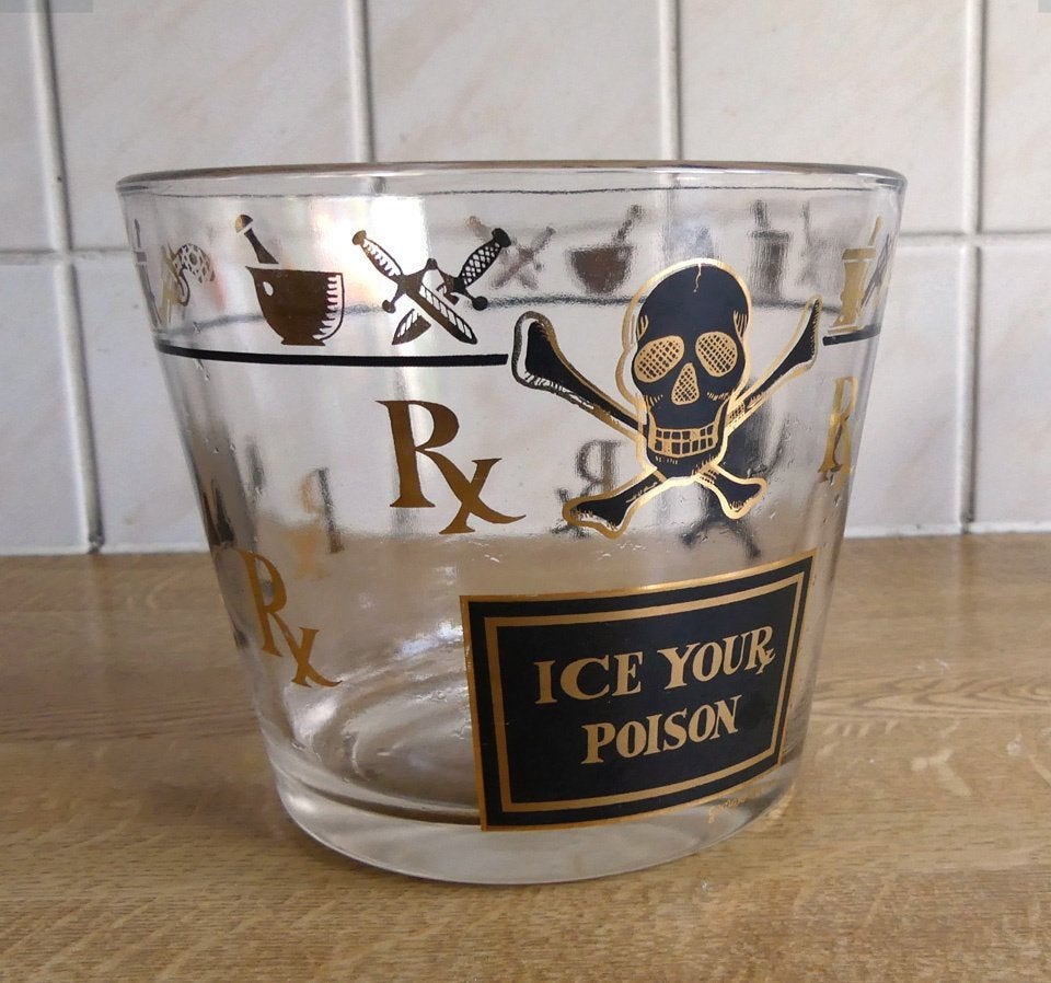 Vintage ijsemmer ice your poison koeler glas Georges Briard, Overige typen, Ophalen of Verzenden, Gebruikt, Glas