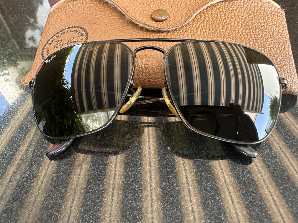 Ray-ban vintage Caravan Small 54 mm Black metal, Zonnebril, Zwart, Ophalen of Verzenden, Zo goed als nieuw