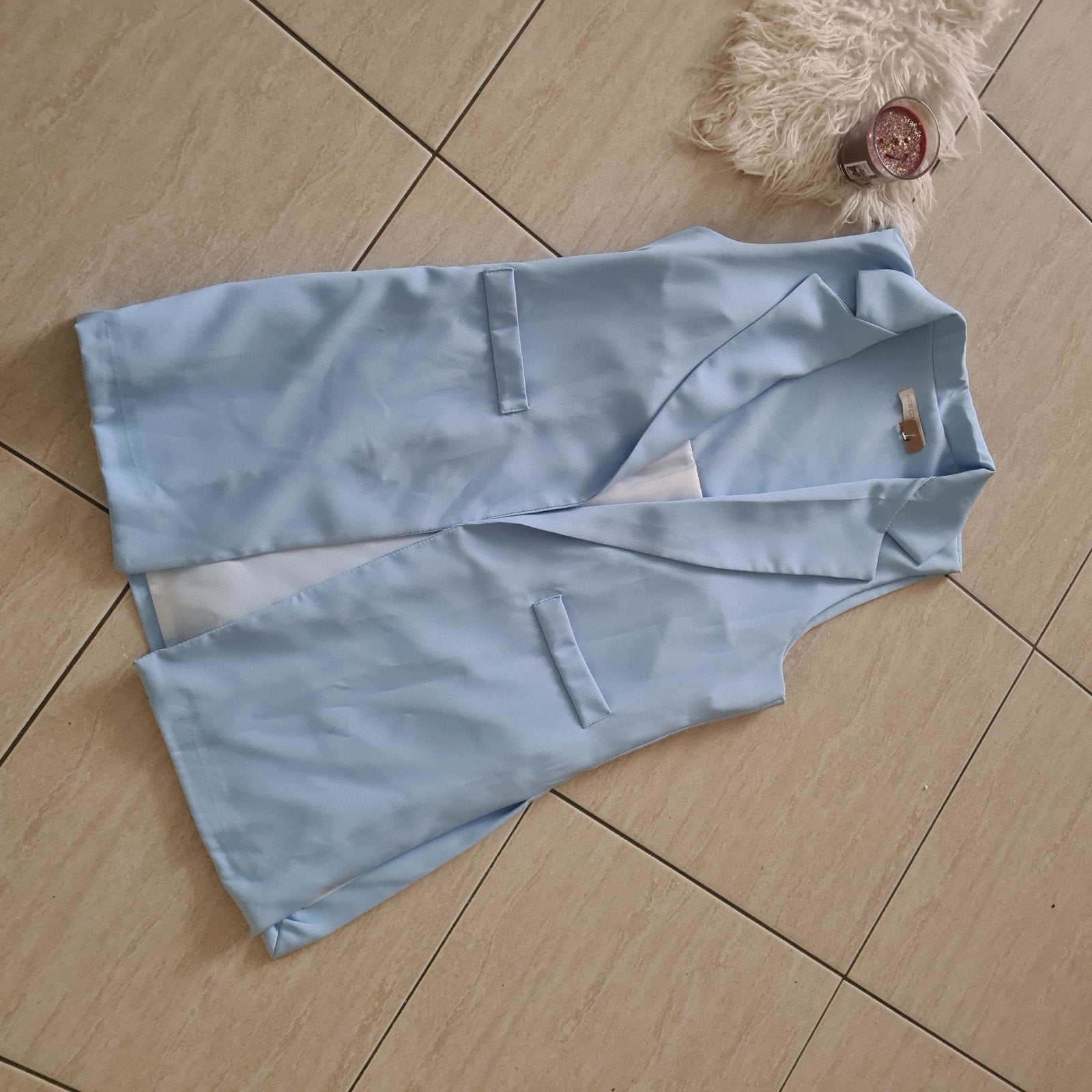 Lichtblauw mouwloos jasje van New Collection, Kleding | Dames, Maat 38/40 (M), Blauw, Ophalen of Verzenden, Zo goed als nieuw