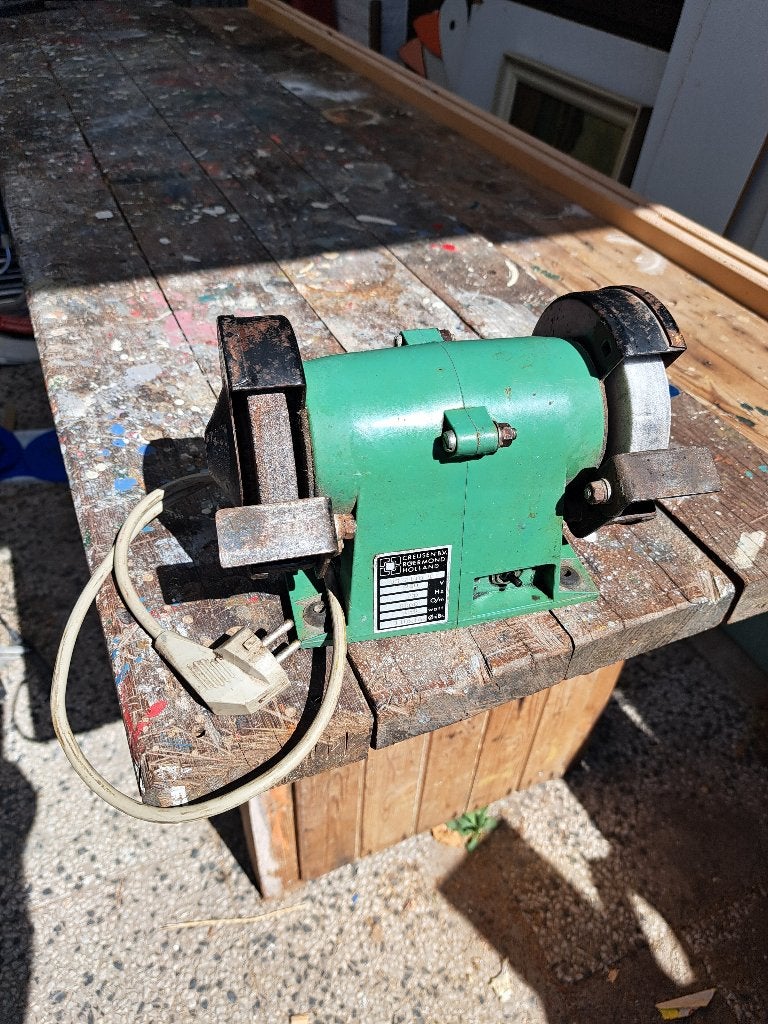 Robuuste werkbankslijpmachine - Groen, Ophalen of Verzenden, Gebruikt, Minder dan 700 watt, Werkbankslijpmachine