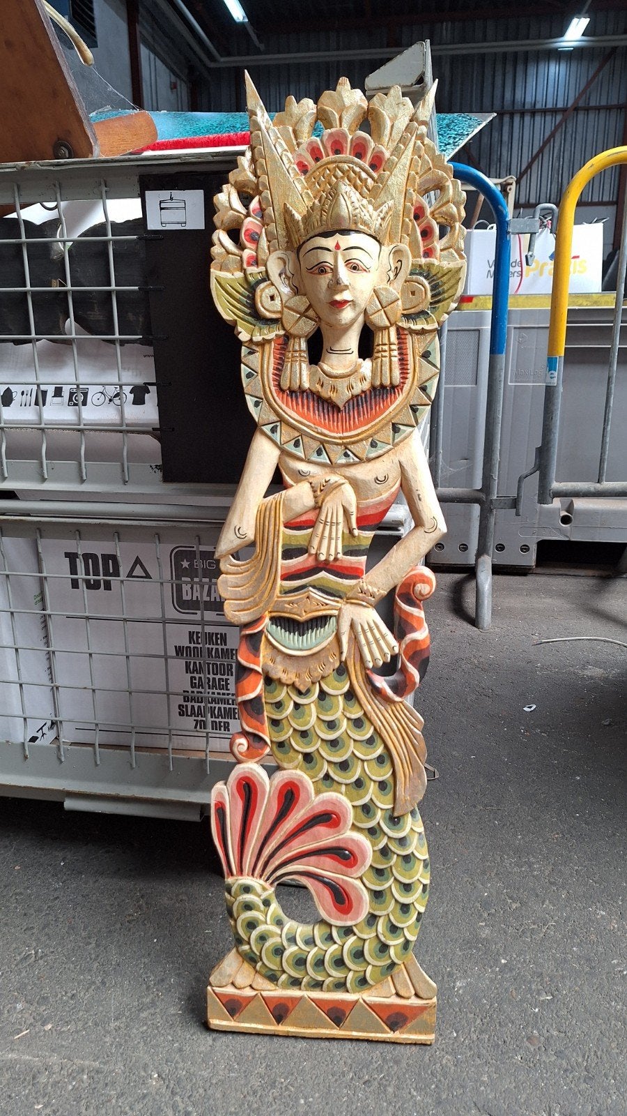Handgesneden Balinese Houten Zeemeermin Beeld, Handgemaakt, Beeld, Hout, Vrouw
